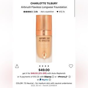 CHARLOTTE TILBURY Airbrush Flawless Longwear Foundation - 7.5 Neutral